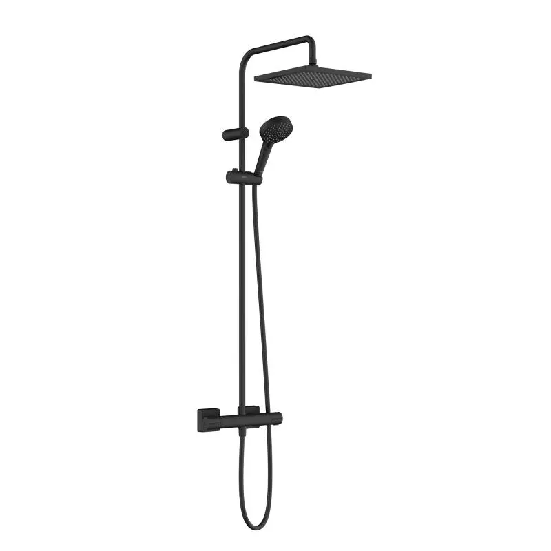 Hansgrohe Vernis Shape - dušas komplekts Showerpipe 240 ar termostatu, 2 strūklas veidi, EcoSmart, melns matēts 26429670