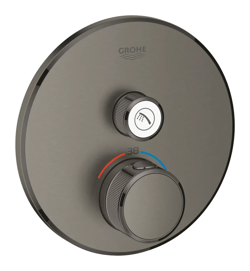 Grohe Grohtherm SmartControl - termostata dušas maisītājs - zemapmetuma ar 1 noslēgvārstu, Hard Graphite brushed 29118AL0