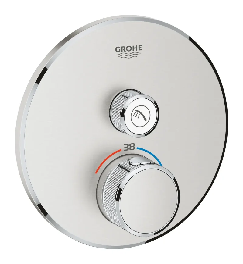 Grohe Grohtherm SmartControl - termostata dušas maisītājs - zemapmetuma ar 1 noslēgvārstu, SuperSteel 29118DC0