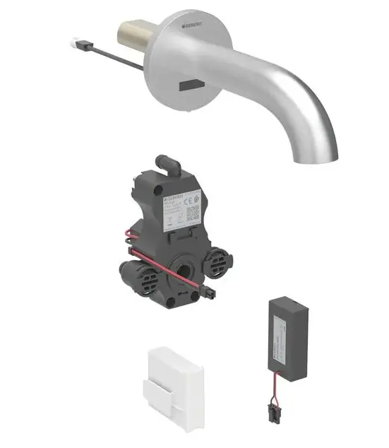 Geberit Piave - elektronisks zemapmetuma izlietnes vārsts, darbība ar baterijām, easy to clean, matēts nerūsējošais tērauds 116.284.SN.1