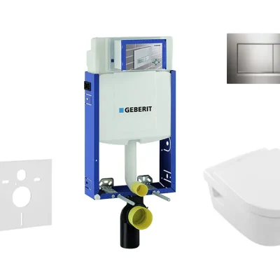 Geberit Kombifix - uzstādīšanas elements sienas WC ar vadības plati Sigma20, balts/hroms spīdīgs + Villeroy Boch - WC un WC sēdeklis, DirectFlush, CeramicPlus 110.302.00.5 NB6