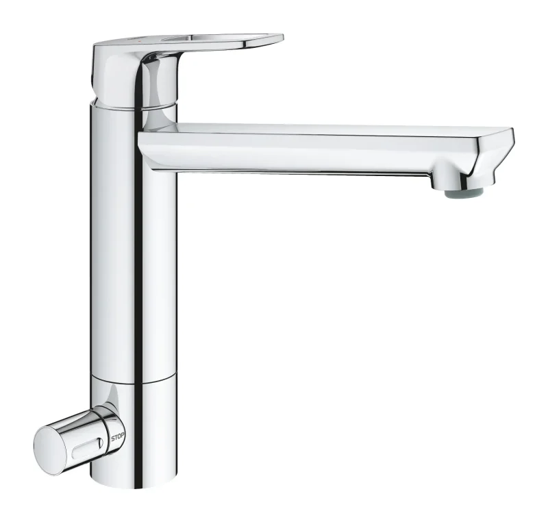 Grohe BauLoop - virtuves izlietnes maisītājs, ar integrētu iepriekšējas atslēgšanas vārstu, hromēts 31713000