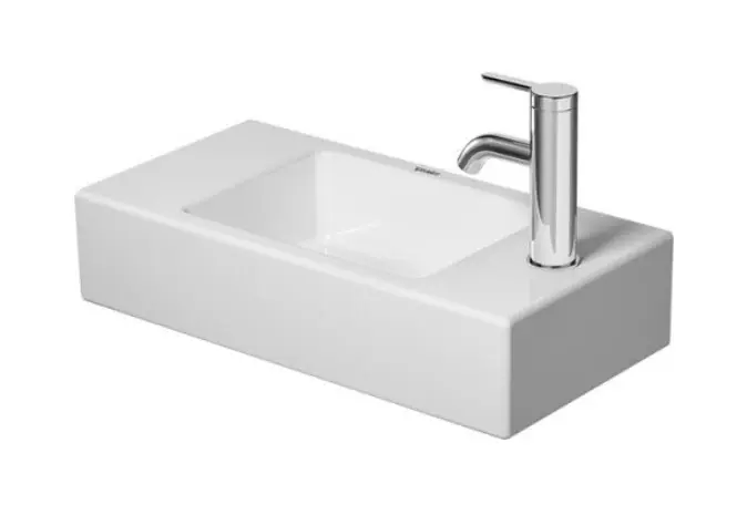 Duravit Vero Air - rokas izlietne 50x25 cm, bez pārplūdes, ar jaucējkrāna caurumu labajā pusē, balta 0724500008