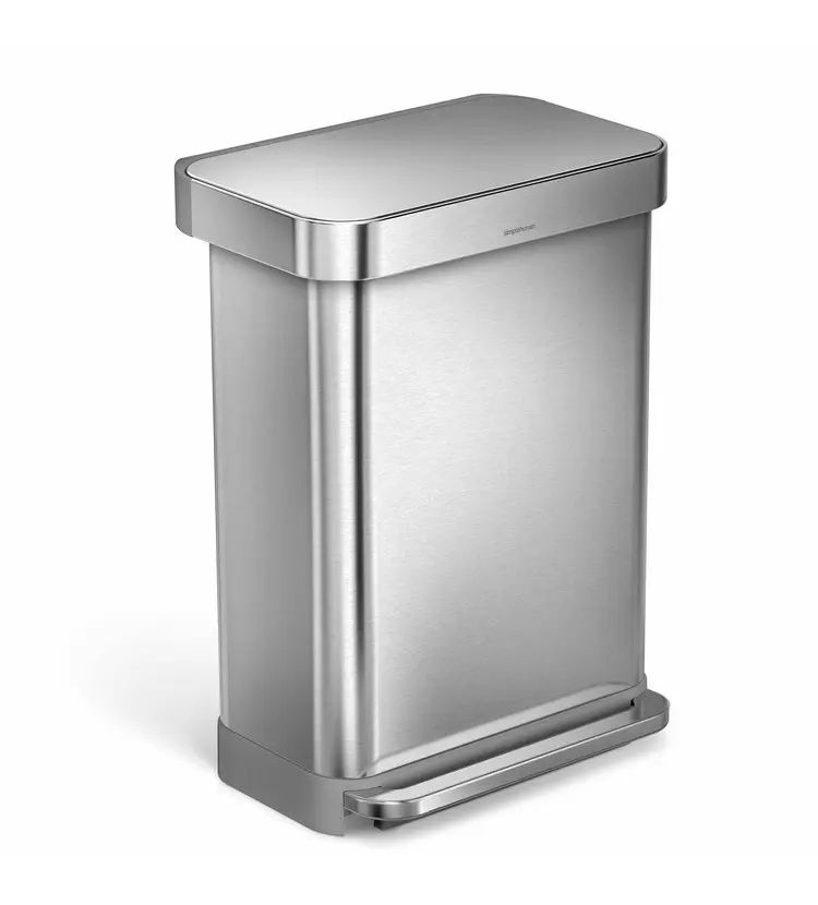 Simplehuman atkritumu tvertne - atkritumu spainis 55 l, ar maisu nodalījumu, nerūsējošais tērauds CW2023
