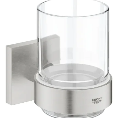 Grohe QuickFix Start Cube - zobu birstes un zobu pastas krūzīte ar turētāju, stikls/Supersteel 41097DC0