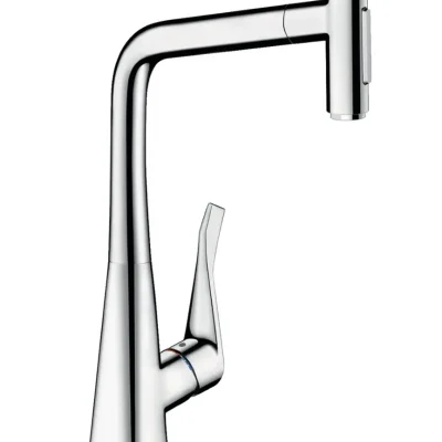 Hansgrohe M71 - virtuves izlietnes maisītājs M7117-H320 ar izvelkamu trauku dušu, sBOX, hromēts 73816000