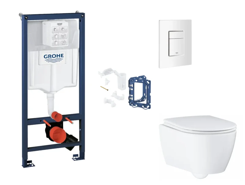 Grohe Rapid SL - komplekts ar priekšsienas elementu, WC ar SoftClose sēdekli, vadības plati Skate Cosmopolitan un Fresh pārveidošanas komplektu, Alpu balts SANI11BB3154