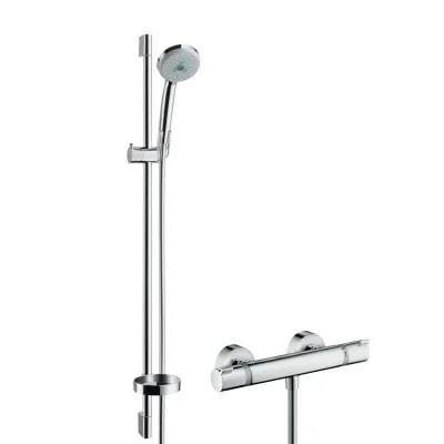 Hansgrohe Croma 100 - dušas komplekts ar termostata maisītāju, ar dušas galvu Croma 100 Multi 3jet, hromēts 27085000