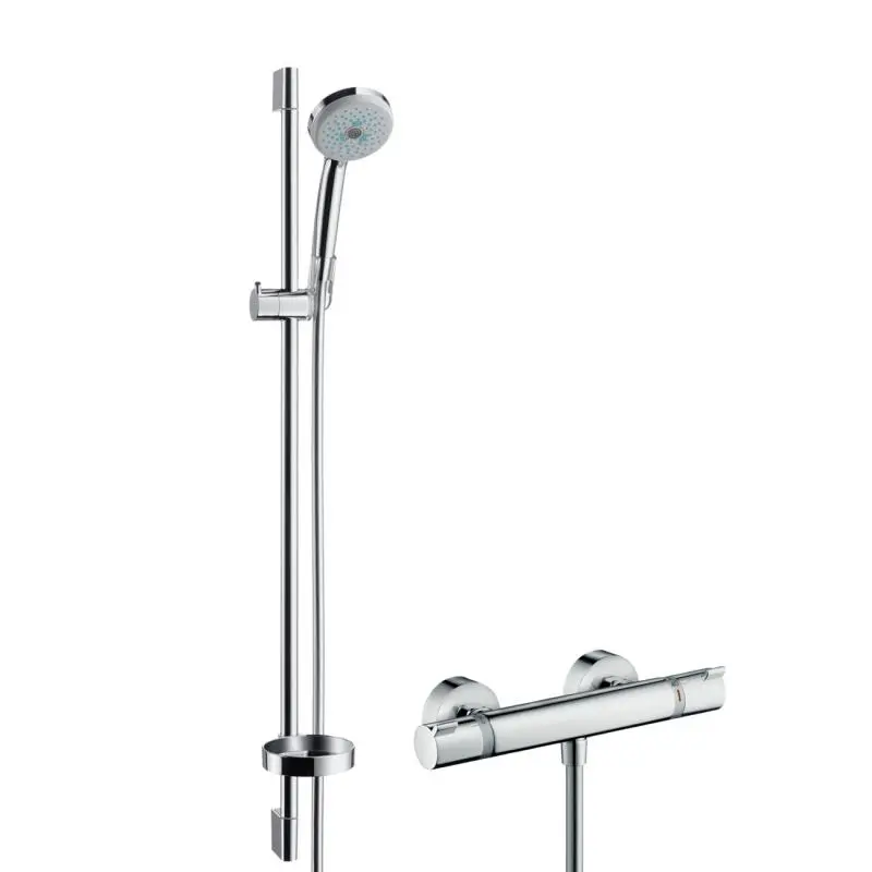 Hansgrohe Croma 100 - dušas komplekts ar termostata maisītāju, ar dušas galvu Croma 100 Multi 3jet, hromēts 27085000