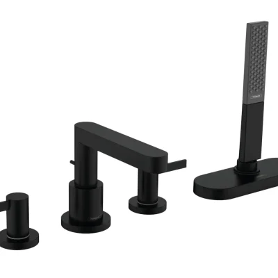 Hansgrohe Finoris - maisītājs uz vannas malas, 4 caurumu uzstādīšana, sBox, matēti melns 76444670