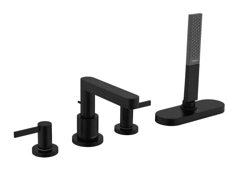 Hansgrohe Finoris - maisītājs uz vannas malas, 4 caurumu uzstādīšana, sBox, matēti melns 76444670