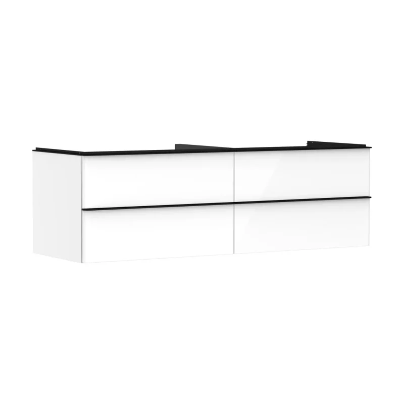 Hansgrohe Xelu Q - izlietnes apakšskapītis, 50x156x55 cm, 4 atvilktnes, balts spīdīgs/melns matēts 54090670