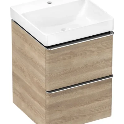 Hansgrohe Xelu Q - izlietne ar zemizlietnes skapi, 63x48x50 cm, 2 atvilktnes, dabīgs ozols/hroms 54370000