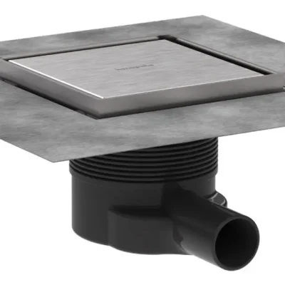 Hansgrohe RainDrain Brilliance - punktveida noteka, 15x15 cm, birstēts nerūsējošais tērauds 56251800