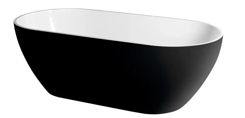 Polysan vannan - brīvi stāvoša vanna Reduta 150x75x58 cm, lietais marmors, melna/balta 72974