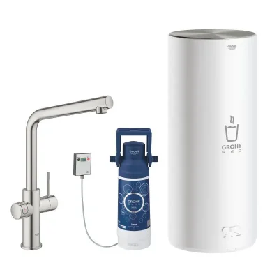 Grohe Red - virtuves izlietnes maisītājs Duo ar boileri un ūdens filtru, boilera izmērs L, SuperSteel 30325DC1