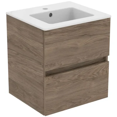 Ideal Standard Eurovit - izlietne ar zem izlietnes skapi, 55x50x44 cm, 2 atvilktnes, riekstkoks R0571Y9
