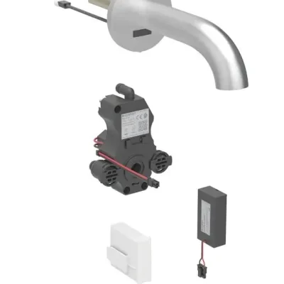 Geberit Piave - elektronisks izlietnes maisītājs zemapmetuma montāžai, darbība ar baterijām, easy to clean, birstēts nerūsējošais tērauds 116.264.SN.1