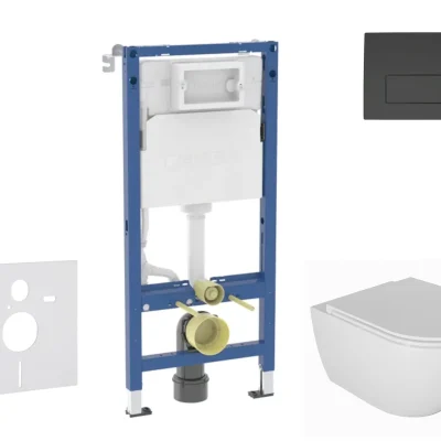 Geberit Duofix - priekšsienas elementu komplekts, WC Oudee ar Softclose sēdekli un Delta50 vadības plati, melna matēta SANI11CA5132B