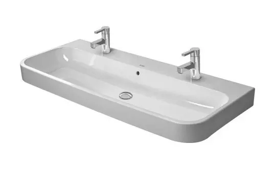 Duravit Happy D.2 - dubultā izlietne 120x51 cm, ar pārplūdi, 2 caurumiem jaucējkrānam, balta 2318120024