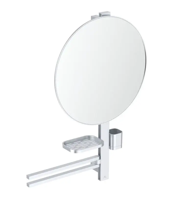 Ideal Standard ALU+ - spogulis ar dvieļu turētāju, plauktu un zobu birstes glāzi, sudrabs BD587SI