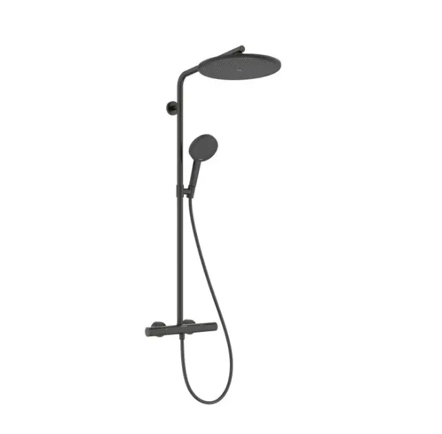 Hansgrohe Raindance Alive S Puro - dušas komplekts ar termostatu, 21x34 cm, 3 strūklas veidi, EcoSmart, hroms melns birstēts 24593340