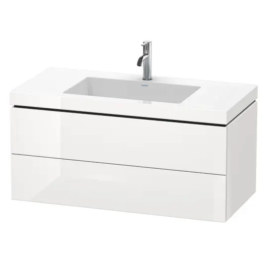 Duravit L-Cube - skapis ar izlietni 50x120x48 cm, 2 atvilktnes, balts augsts spīdums LC6928O2222