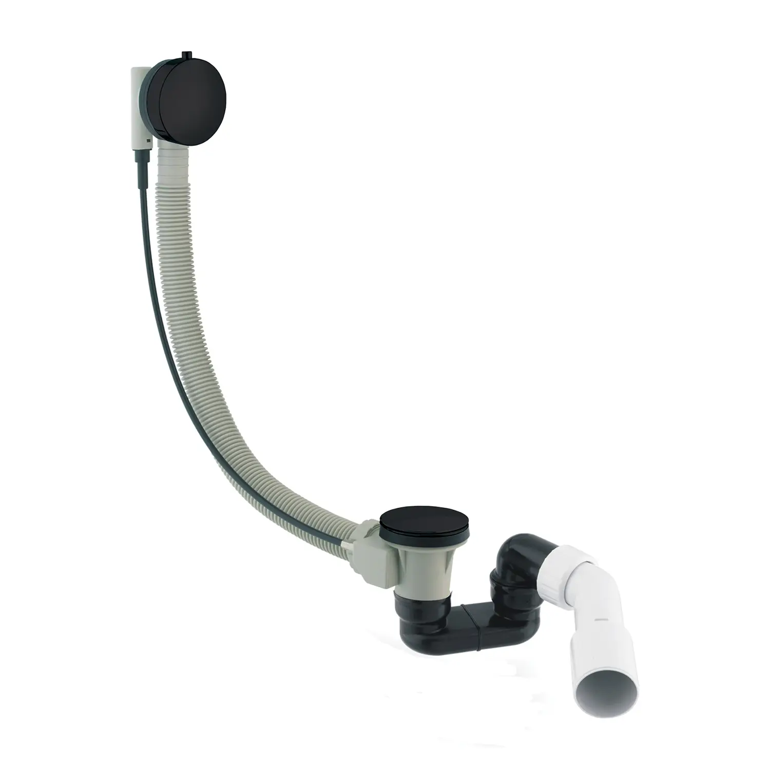 OMNIRES CGS - noteces un pārplūdes komplekts vannām, garums 81 cm, matēti melns TK104-PLUS-3.43+64-SBL