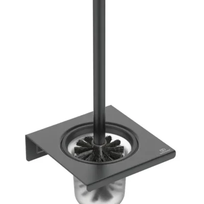 Ideal Standard ALU+ - WC birste, sienas montāža ar turētāju, matēts stikls/zīdaini melns BD593XG