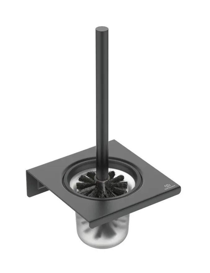 Ideal Standard ALU+ - WC birste, sienas montāža ar turētāju, matēts stikls/zīdaini melns BD593XG