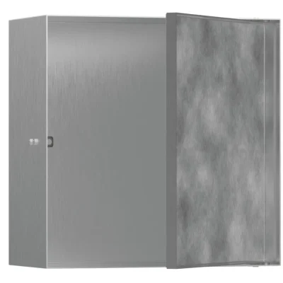 Hansgrohe XtraStoris Rock - sienas niša ar durtiņām, 30x30x14 cm, matēts nerūsējošais tērauds 56091800