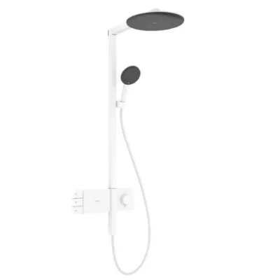 Hansgrohe Raindance Alive S - dušas komplekts ar termostatu, diametrs 30 cm, 3 strūklas veidi, matēti balts 24595700