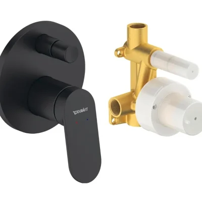 Duravit Wave - zemapmetuma maisītājs 2 patērētājiem, ar montāžas korpusu, matēti melns WA4210008046