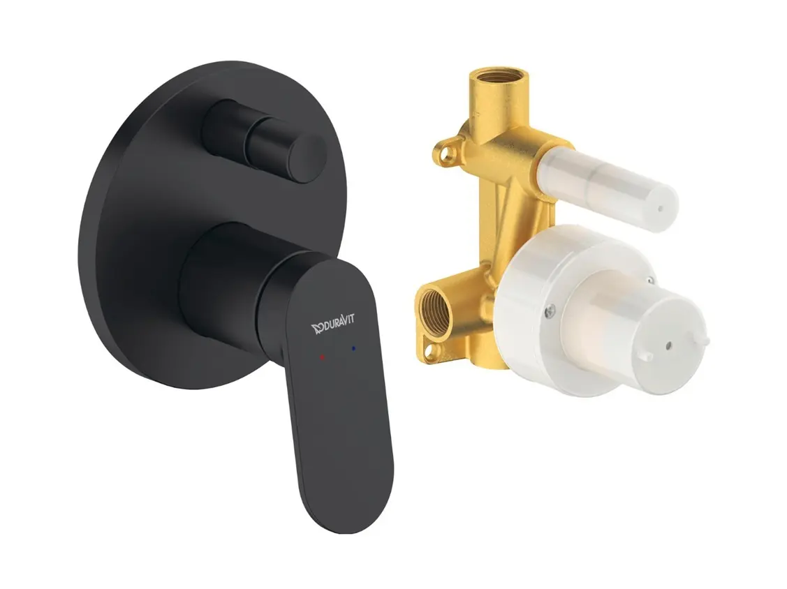 Duravit Wave - zemapmetuma maisītājs 2 patērētājiem, ar montāžas korpusu, matēti melns WA4210008046