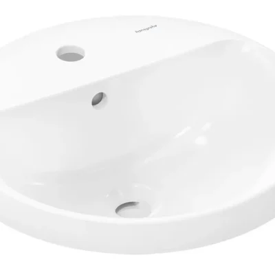 Hansgrohe Xuniva S - roku mazgāšanas izlietne, diametrs 45 cm, ar pārplūdi, jaucējkrāna caurums, SmartClean, balta 61056450