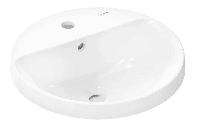 Hansgrohe Xuniva S - roku mazgāšanas izlietne, diametrs 45 cm, ar pārplūdi, jaucējkrāna caurums, SmartClean, balta 61056450