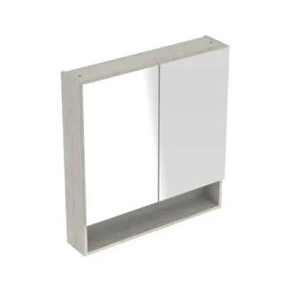 Geberit Selnova Square - Spoguļskapis 85x79x18 cm, 2 durvis, gaišs Hickory riekstkoks 501.271.00.1