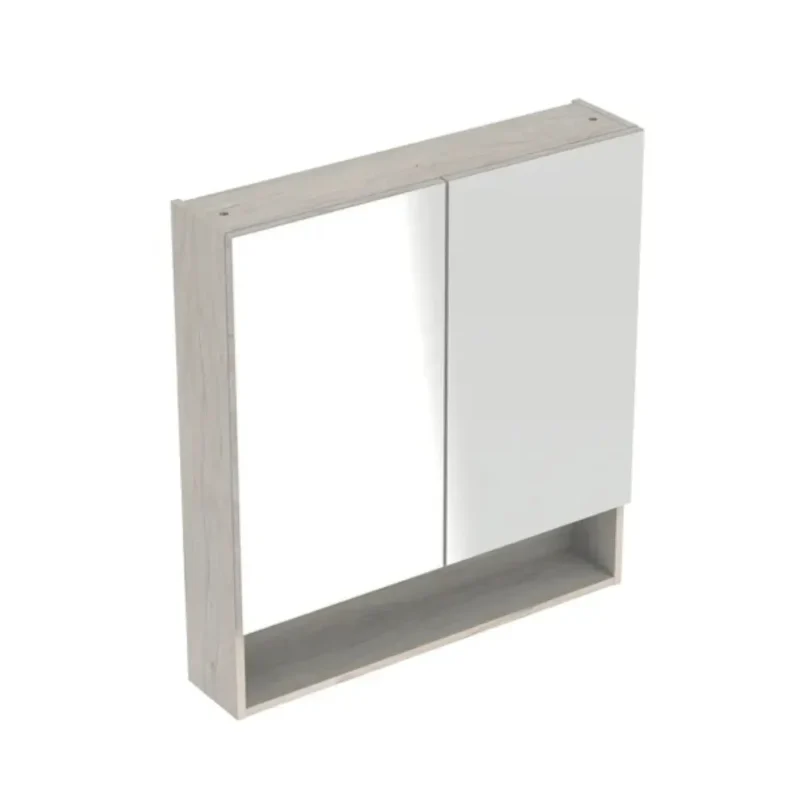 Geberit Selnova Square - Spoguļskapis 85x79x18 cm, 2 durvis, gaišs Hickory riekstkoks 501.271.00.1