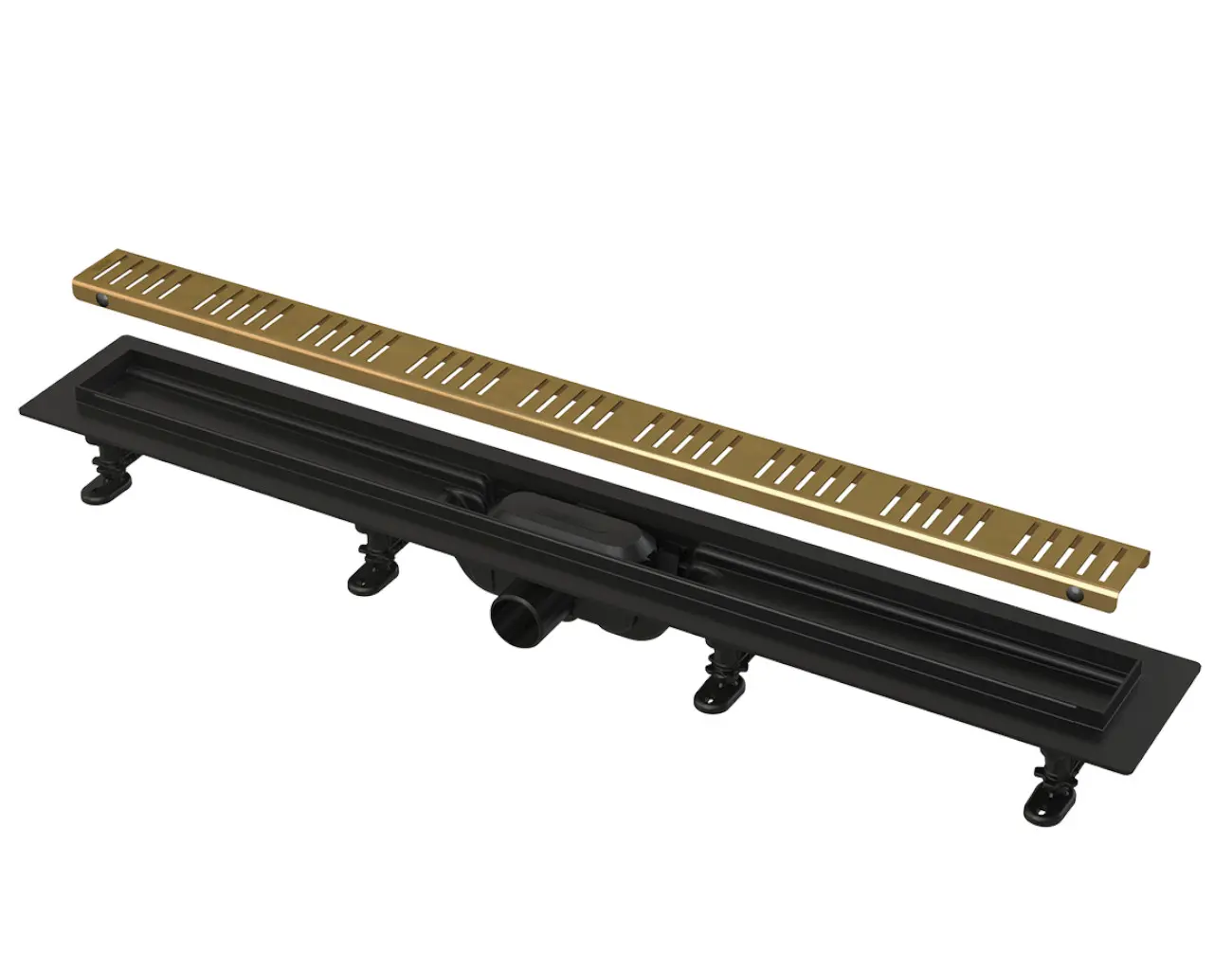 Alcadrain dušas notekas - dušas vanna Simple 85 cm, ar apmali perforētam režģim, iekļauts režģis, misiņš APZ10BLACK-850BRASS