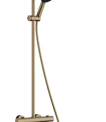 Hansgrohe Pulsify S Puro - dušas komplekts ar termostatu, diametrs 26 cm, 3 strūklas veidi, birstēta bronza 24237140