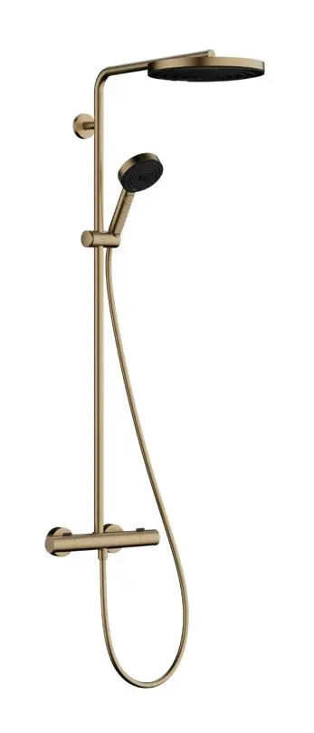Hansgrohe Pulsify S Puro - dušas komplekts ar termostatu, diametrs 26 cm, 3 strūklas veidi, birstēta bronza 24237140