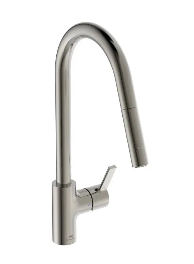 Ideal Standard Gusto - virtuves izlietnes maisītājs ar izvelkamu dušu, tērauds BD416GN