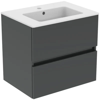 Ideal Standard Eurovit - izlietne ar skapīti, 55x60x44 cm, 2 izvelkamās atvilktnes, pelēks spīdīgs R0572TI