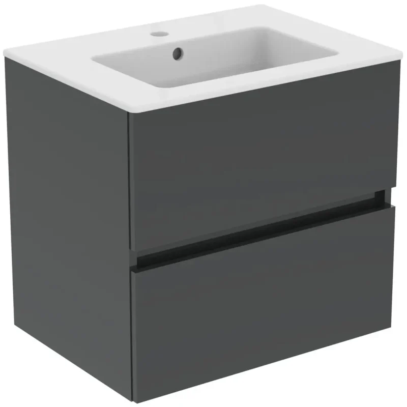 Ideal Standard Eurovit - izlietne ar skapīti, 55x60x44 cm, 2 izvelkamās atvilktnes, pelēks spīdīgs R0572TI