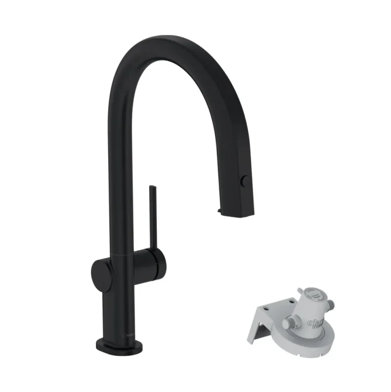 Hansgrohe Aqittura M91 - izlietnes maisītājs ar izvelkamu izteku un filtra funkciju, matēti melns 76803670