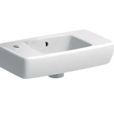 Geberit Selnova - rokas izlietne 45x25 cm, ar 1 krāna caurumu kreisajā pusē, ar pārplūdi, balta 500.319.01.5