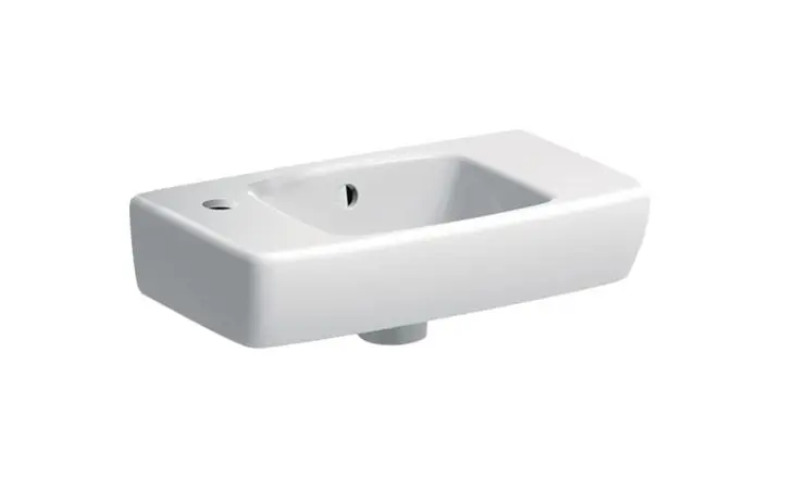 Geberit Selnova - rokas izlietne 45x25 cm, ar 1 krāna caurumu kreisajā pusē, ar pārplūdi, balta 500.319.01.5