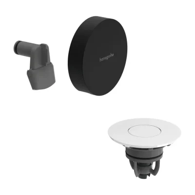 Hansgrohe Exafill - gatavs komplekts vannas ieplūdei, noteces un pārplūdes komplekts, Push-Open, matēti melns/augsti spīdīgs balts 58119670
