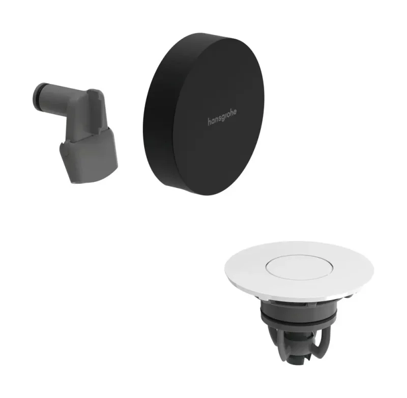 Hansgrohe Exafill - gatavs komplekts vannas ieplūdei, noteces un pārplūdes komplekts, Push-Open, matēti melns/augsti spīdīgs balts 58119670