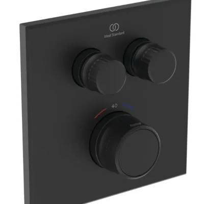 Ideal Standard CeraTherm Navigo - termostata dušas maisītājs zemapmetuma montāžai, 2 patērētājiem, zīdaini melns A7302XG